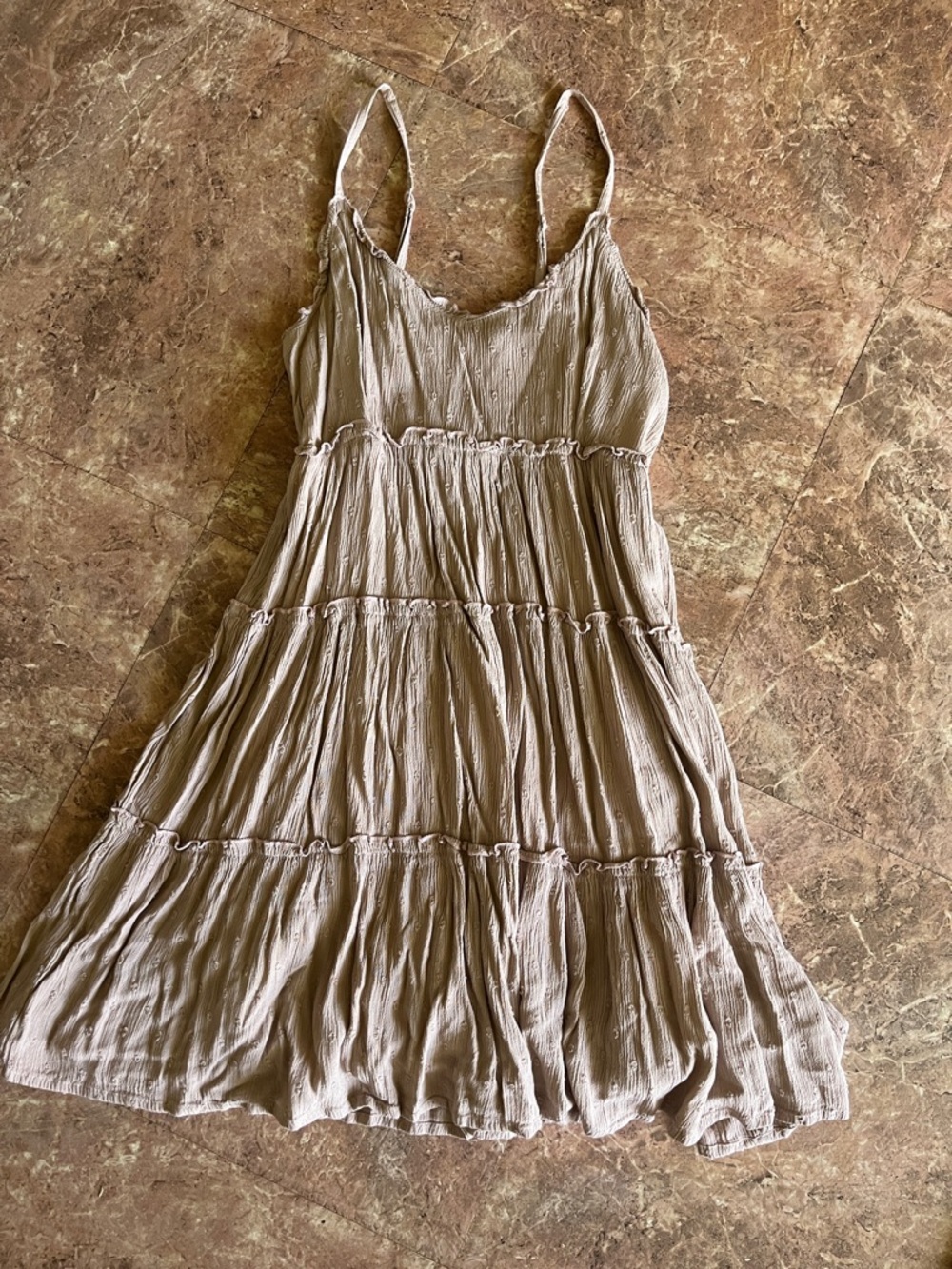 Women's Spaghetti Strap Tiered Dress - Taupe